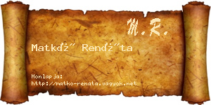 Matkó Renáta névjegykártya